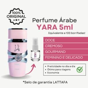 Perfume Árabe Yara Lattafa Original (5ml)  Doce, Envolvente e de Longa Duração