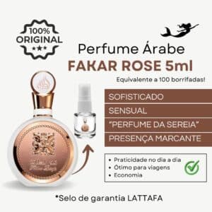 Perfume Árabe Fakar Rose Lattafa Original (5 ml) - Sensual, Perfume da sereia