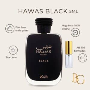 Perfume Hawas Black 5ml Original Rasasi Masculino Importado – Fragrância Intensa, Duradoura e Sofisticada